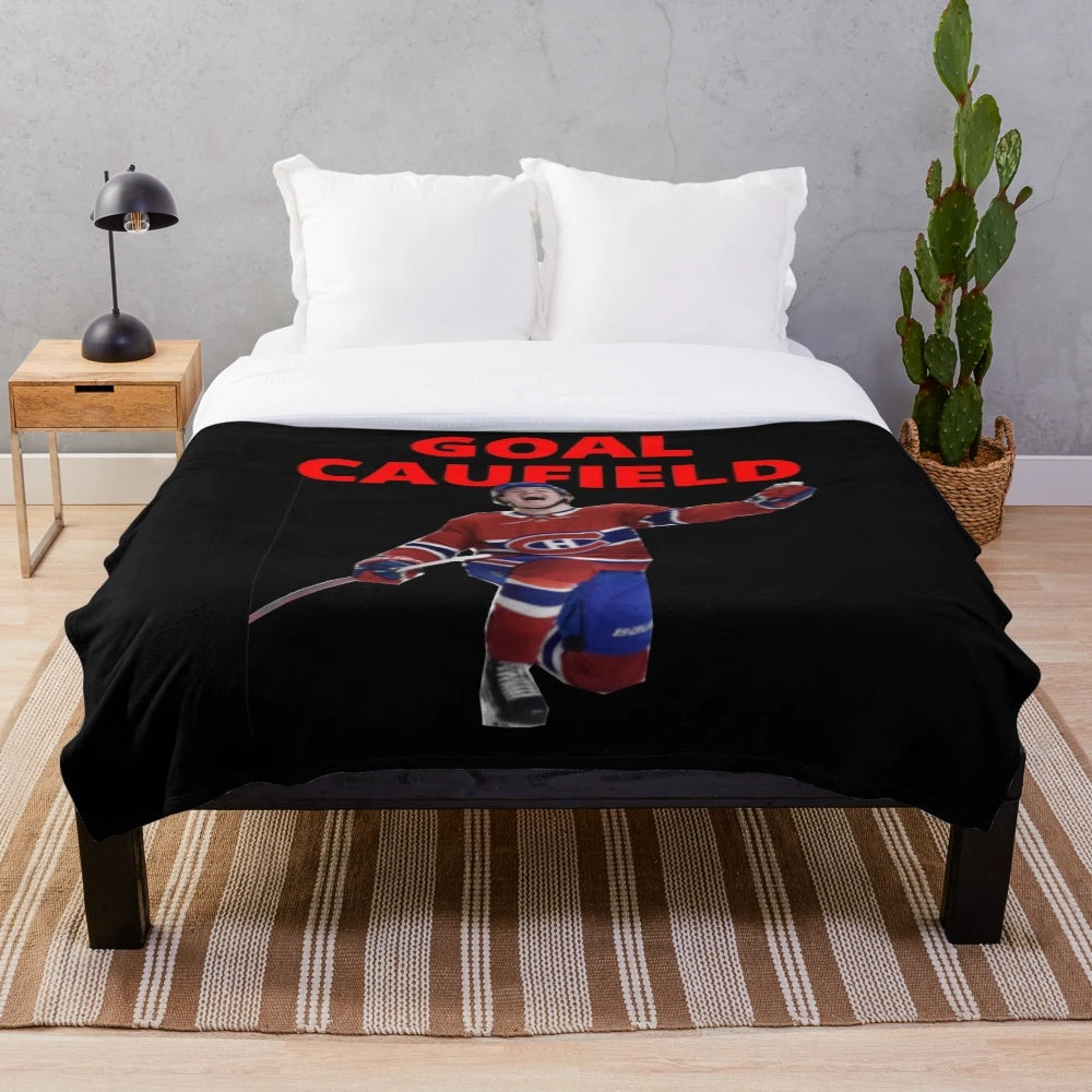 Goal Caufield plush blanket featuring the Montreal Canadiens star player