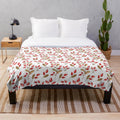 Watercolor rosehip pattern plush blanket