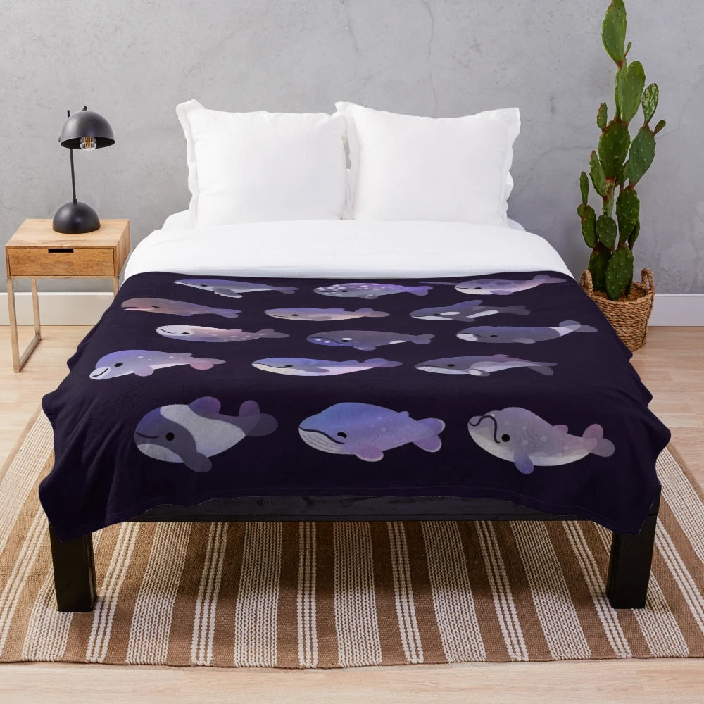 Soft and cuddly whale-themed plush blanket