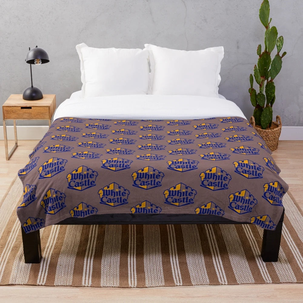 White Castle logo plush blanket with fast food elements