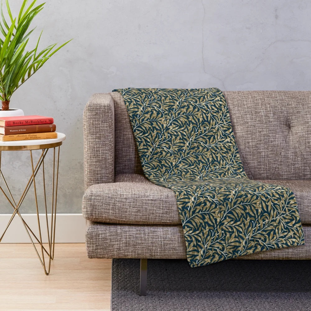 William Morris Foliage Pattern Plush Blanket