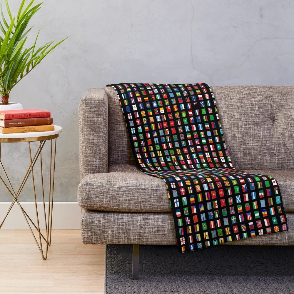 Colorful world flags plush blanket