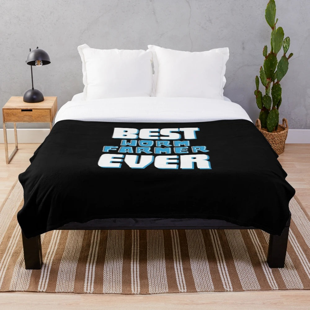 Plush blanket featuring a worm farmer design for worm composting and vermiculture enthusiasts