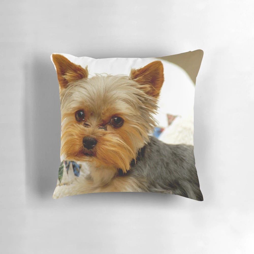 Soft and plush Yorkshire Terrier pillow for dog lovers.