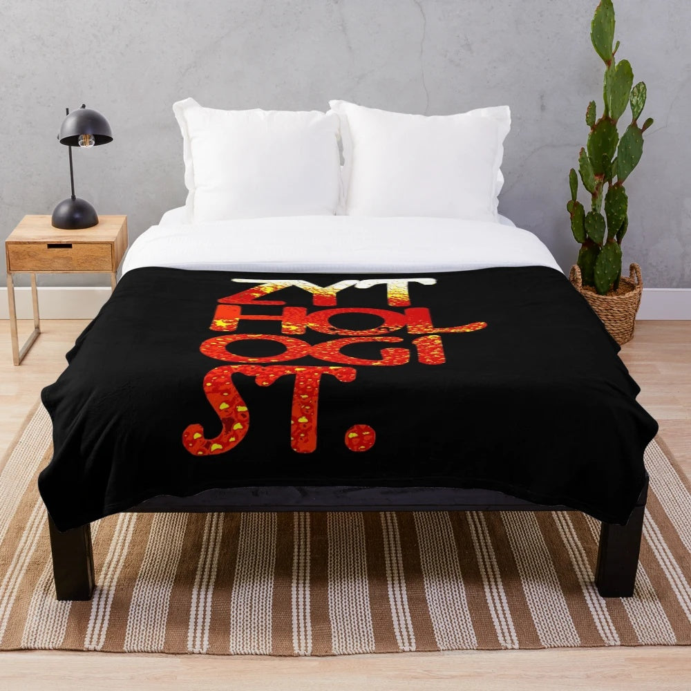 Zythologist plush blanket featuring beer-inspired typography and design