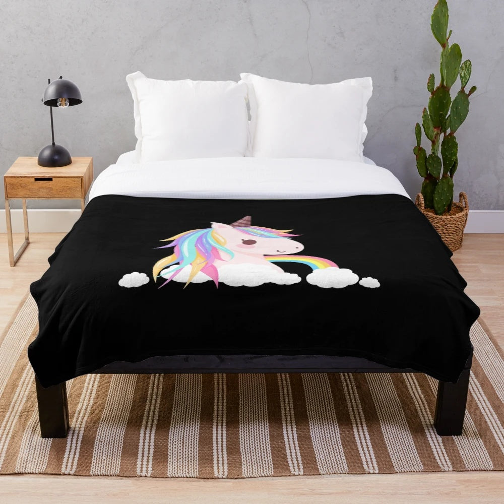 Cozy plush baby unicorn blanket for kids