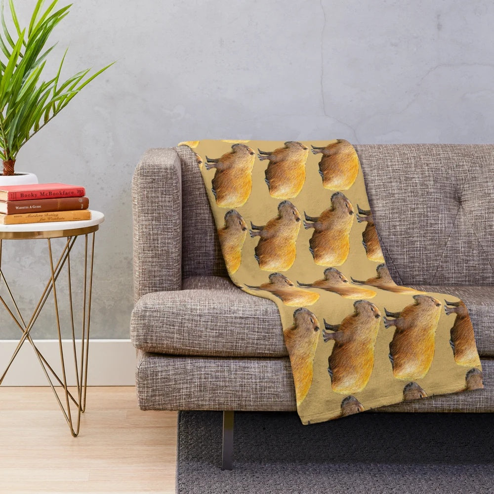 Capybara plush blanket with soft, cozy design