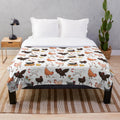 Soft, plush blanket featuring a colorful chicken pattern for a cozy and charming home.