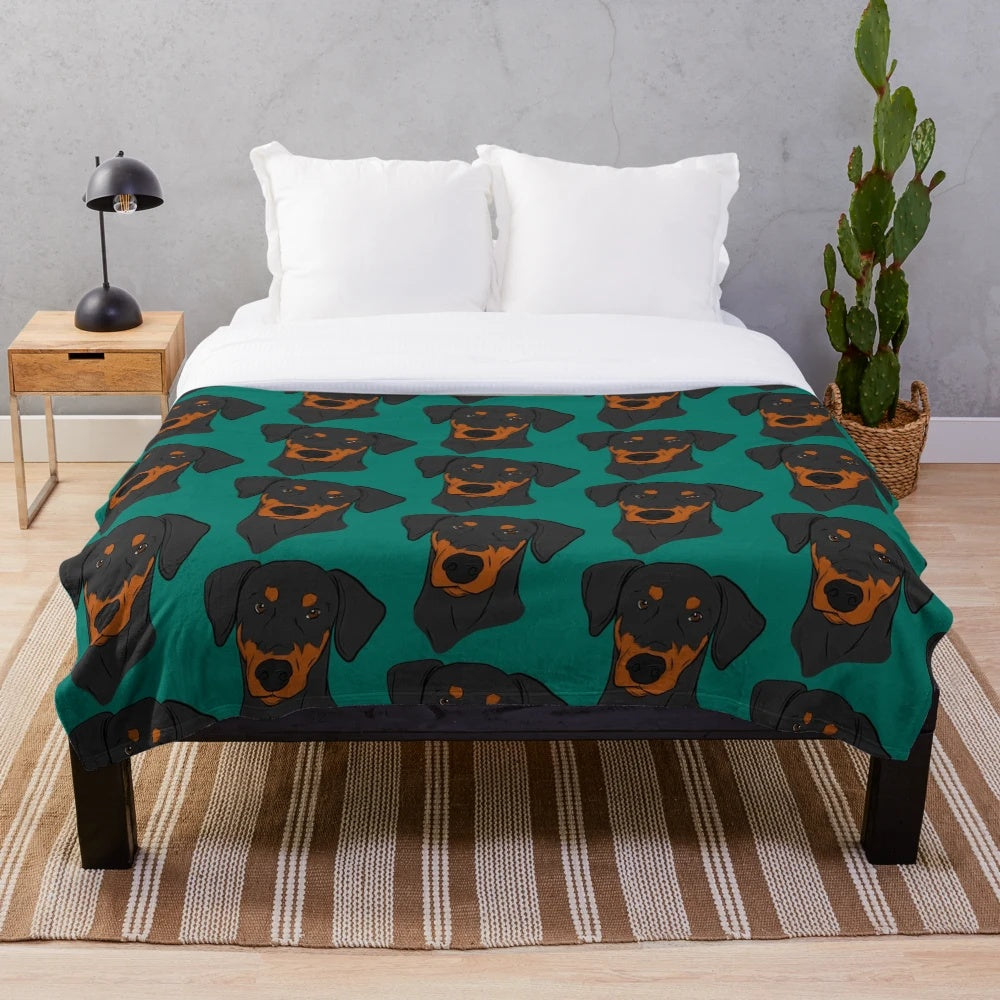 Doberman dog plush blanket