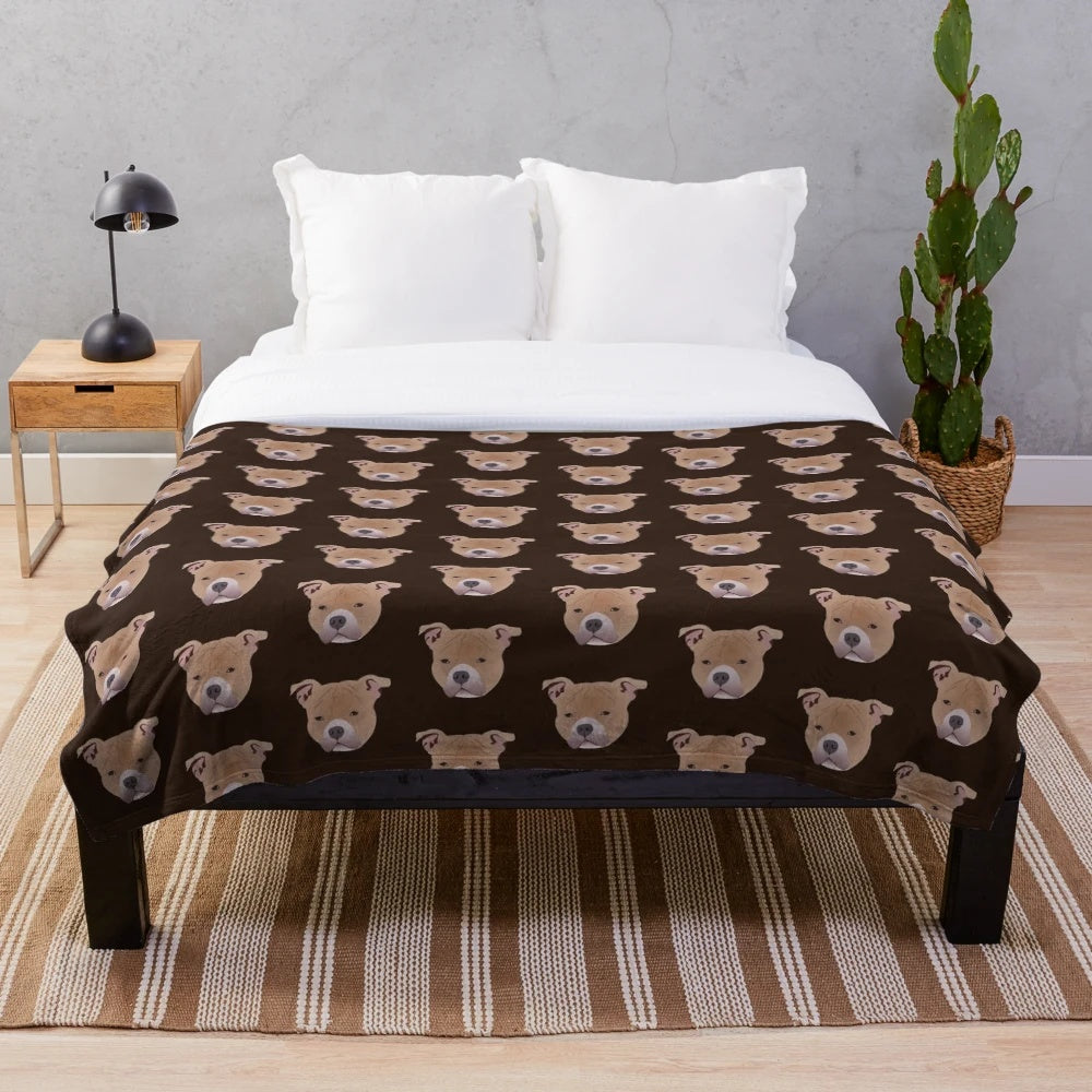 Adorable pitbull puppy plush blanket