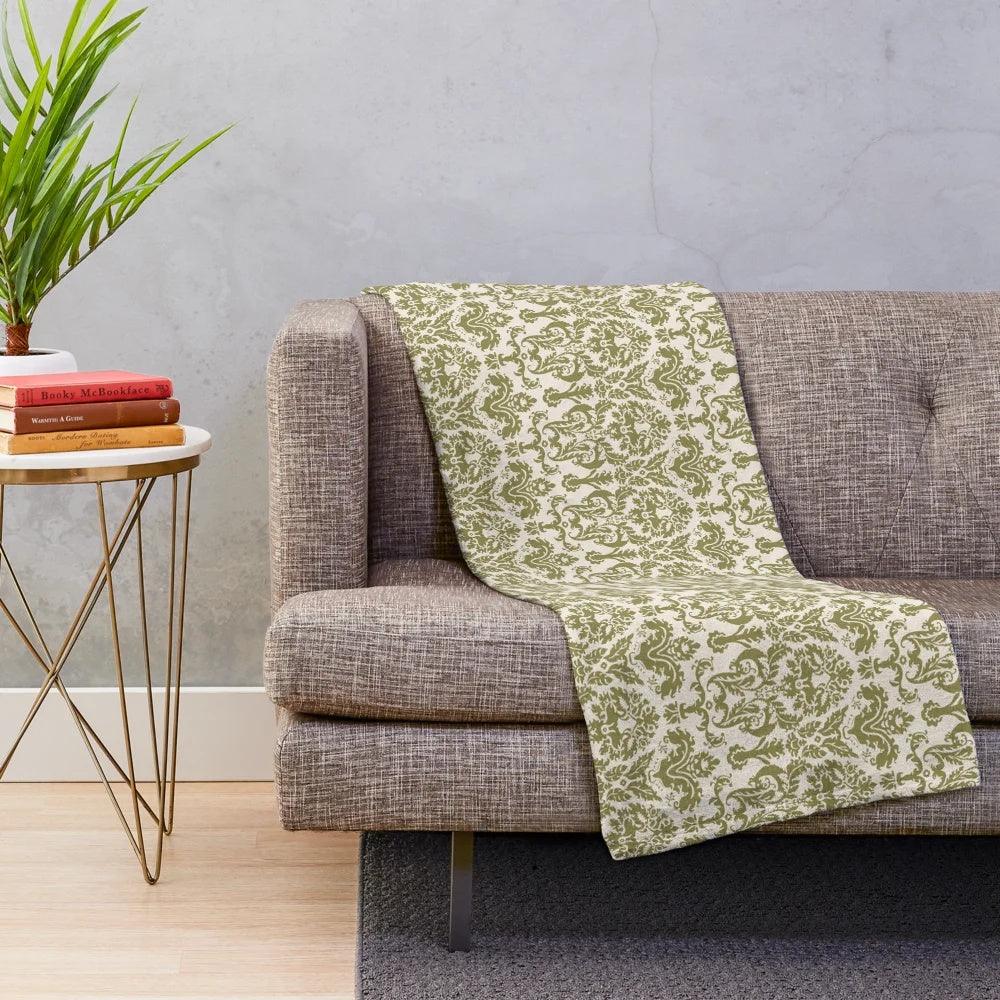 Plush blanket featuring a damask pattern inspired by the curtains from the iconic film The Sound of Music