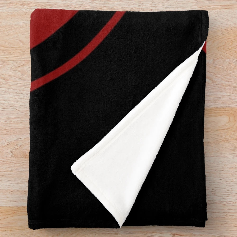 Dark red plush blanket with an inverted pentagram design, perfect for occult and gothic home decor