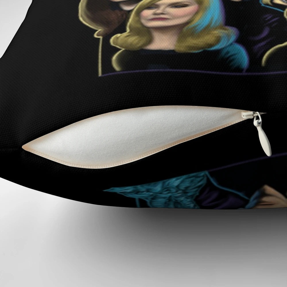 A dark and moody pillow featuring the Dark Shadows logo, perfect for adding gothic and horror-themed style to your home.