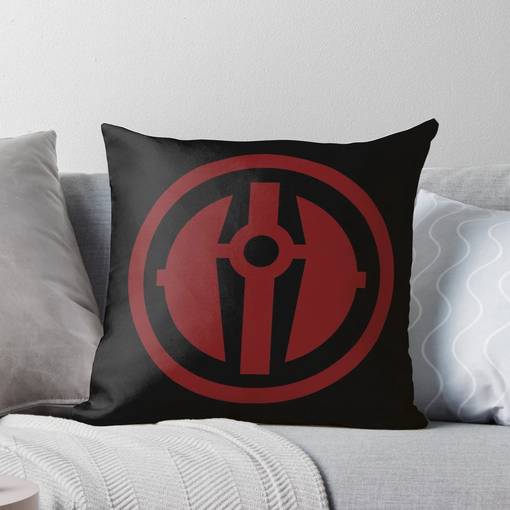 A decorative pillow featuring the iconic Darth Revan emblem from the Star Wars: Knights of the Old Republic video game series.
