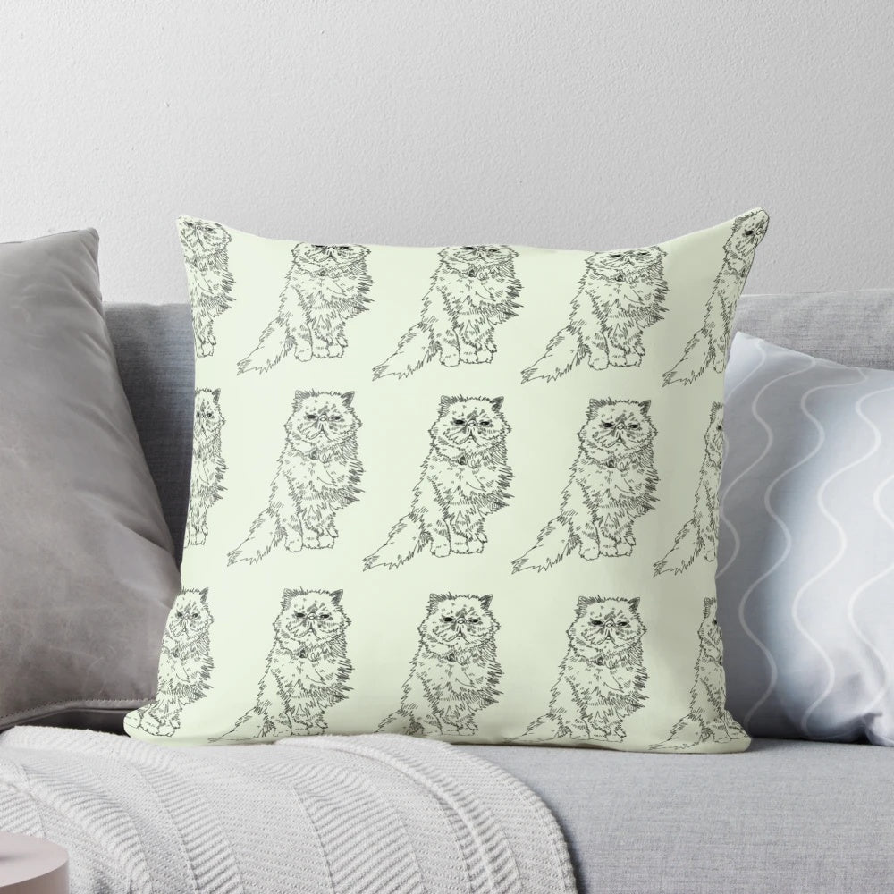 Topaz the cat Pillow featuring a cute, decorative cat pattern