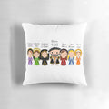 Throw pillow depicting the iconic King Henry VIII and his six wives