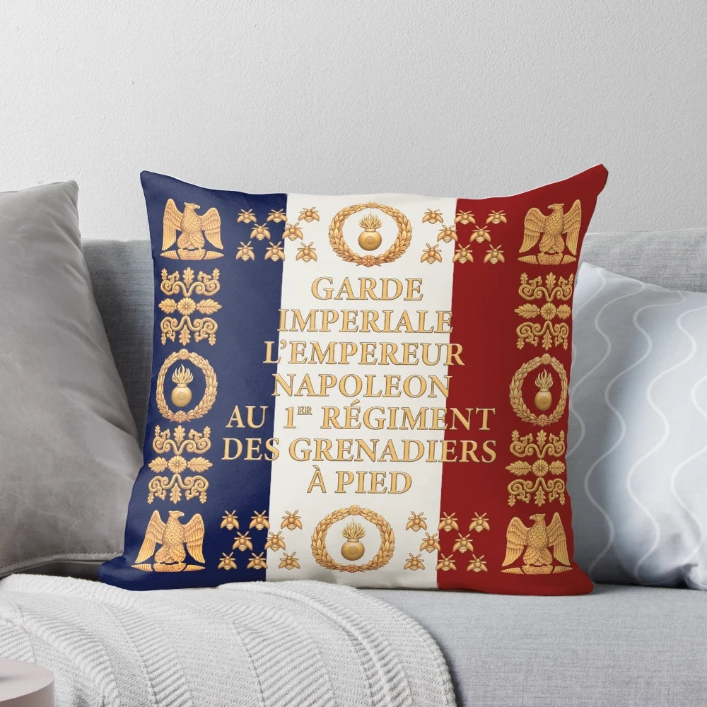 Decorative pillow featuring the flag of the Napoleonic French Imperial Guard