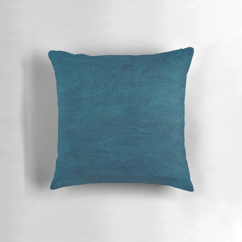 Teal watercolor wood throw pillow for cozy home decor