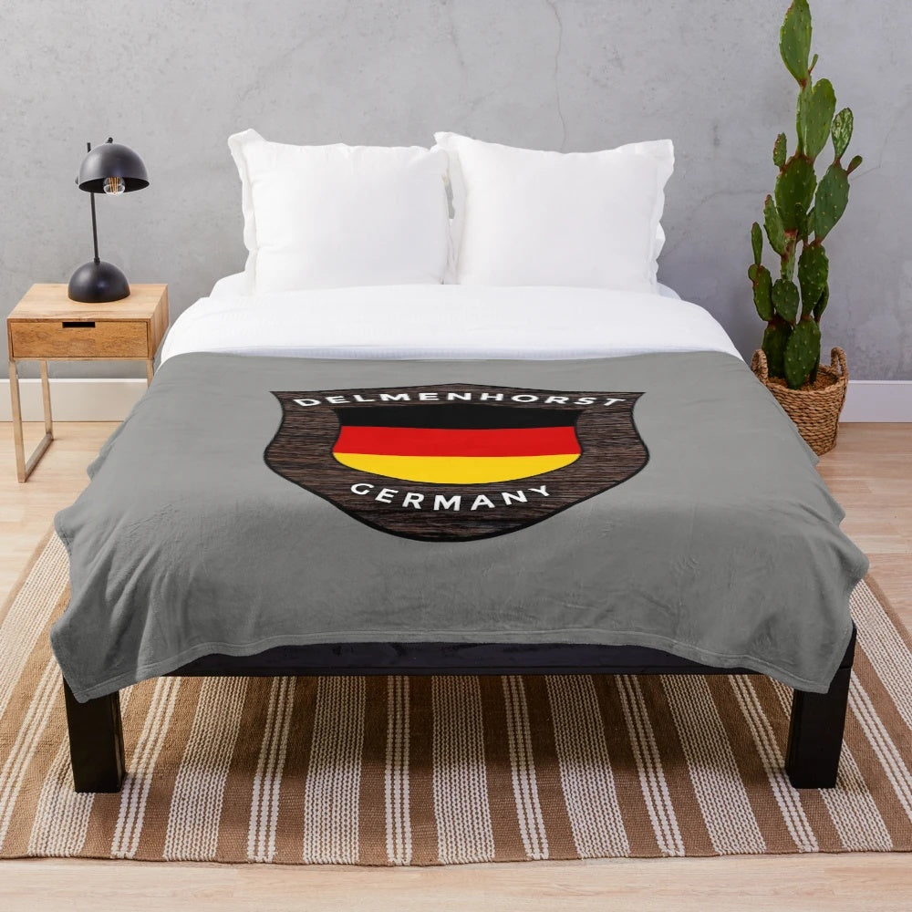 Delmenhorst Germany Inspired Plush Blanket with Vintage Flag Design