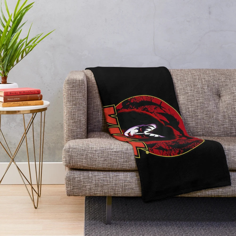 KISS band demon design plush blanket for music lovers