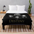 Destiny-inspired plush blanket featuring iconic design elements from the popular video game series