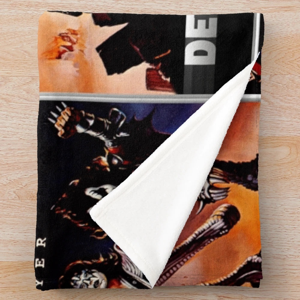 KISS Destroyer Inspired Plush Blanket with Detroit Rock City Fan Art