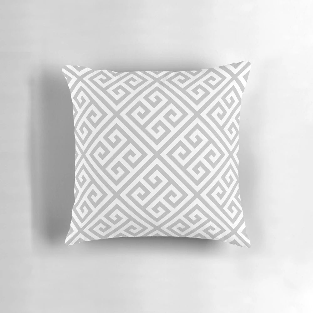 Diagonal Pattern Silver Gray and White Pillow