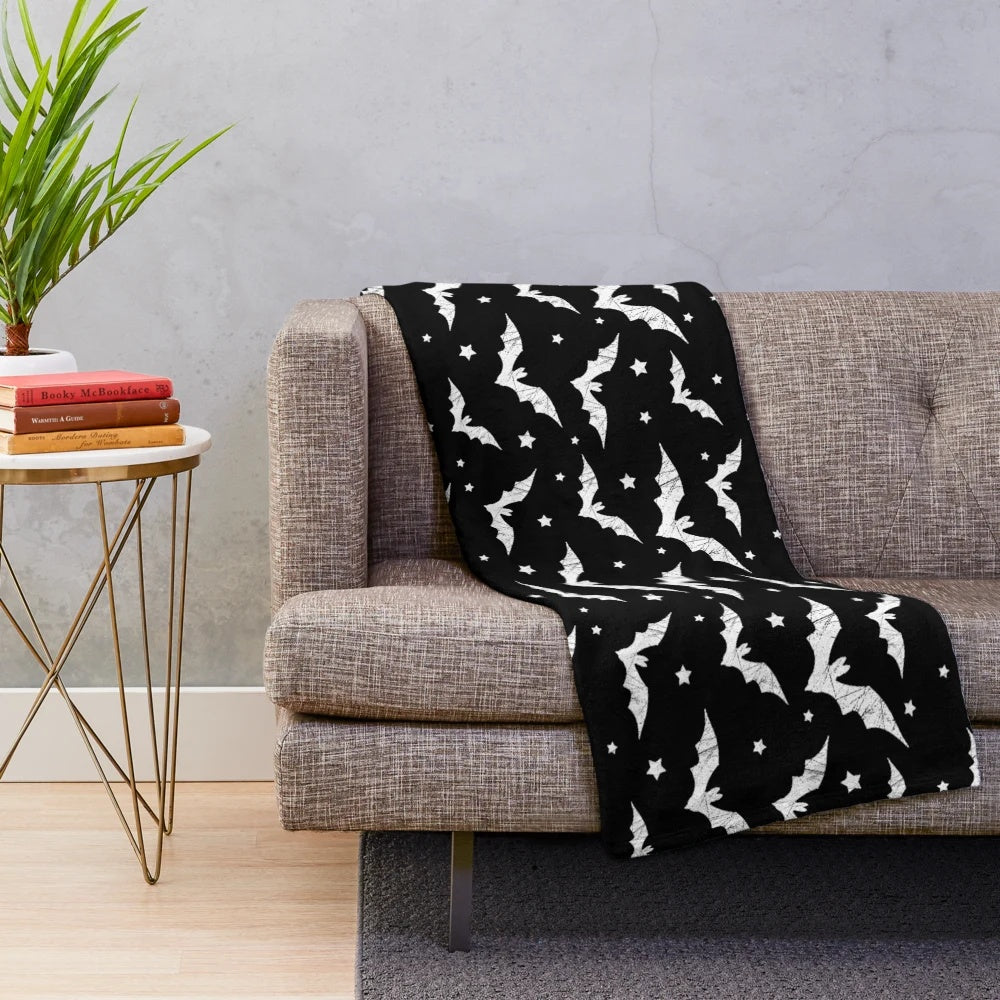 Distressed bat pattern plush blanket