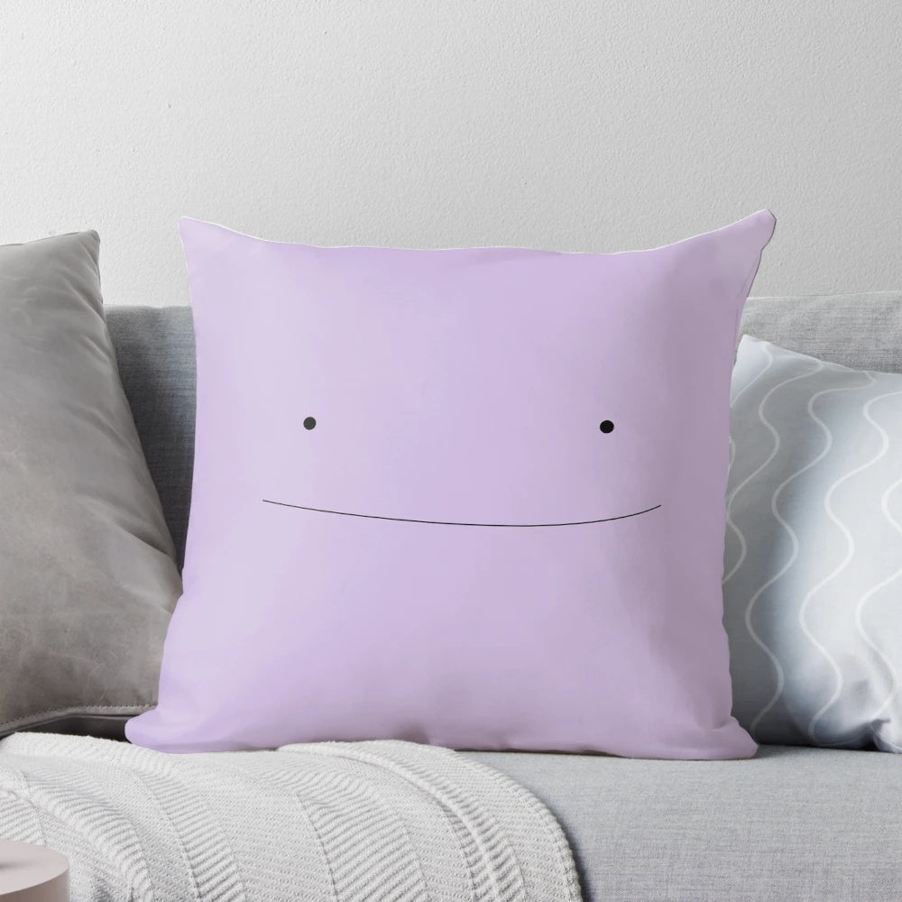 Ditto Face Minimalist Pokemon Pillow for Fans of Pokémon GO