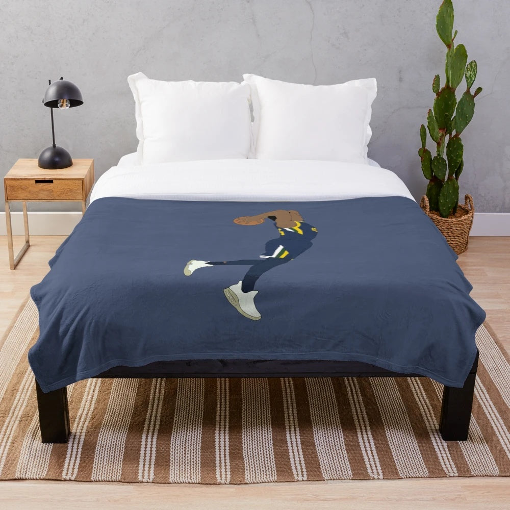 Donovan Mitchell inspired plush blanket featuring a slam dunk design