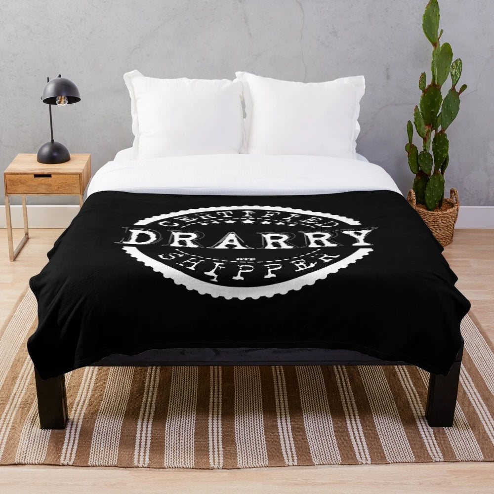 Drarry fans' soft and cozy plush blanket with a white stamp design