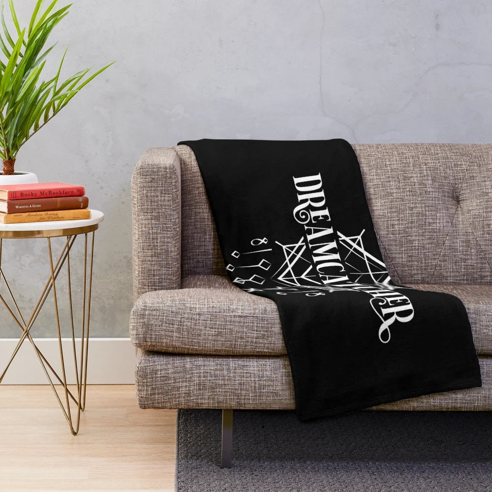 Dreamcatcher inspired black and white plush blanket for kpop and Korean music fans