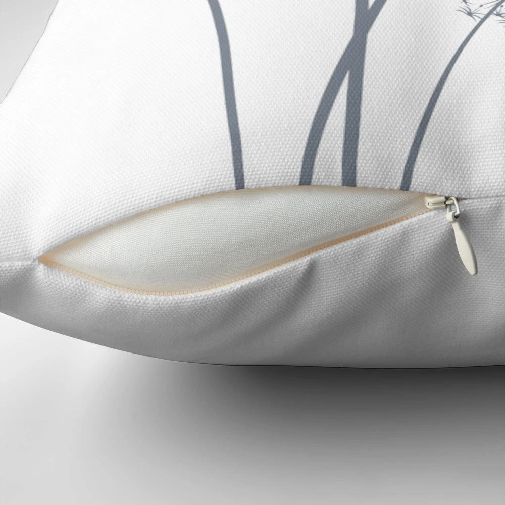 Soft, fluffy white pillow featuring a vibrant dandelion design - perfect for spring and summer decor.