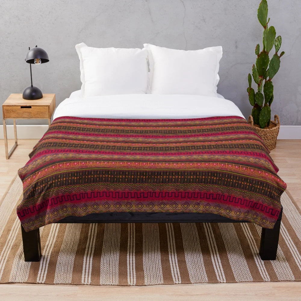 Earthy African-Inspired Ombre Plush Blanket