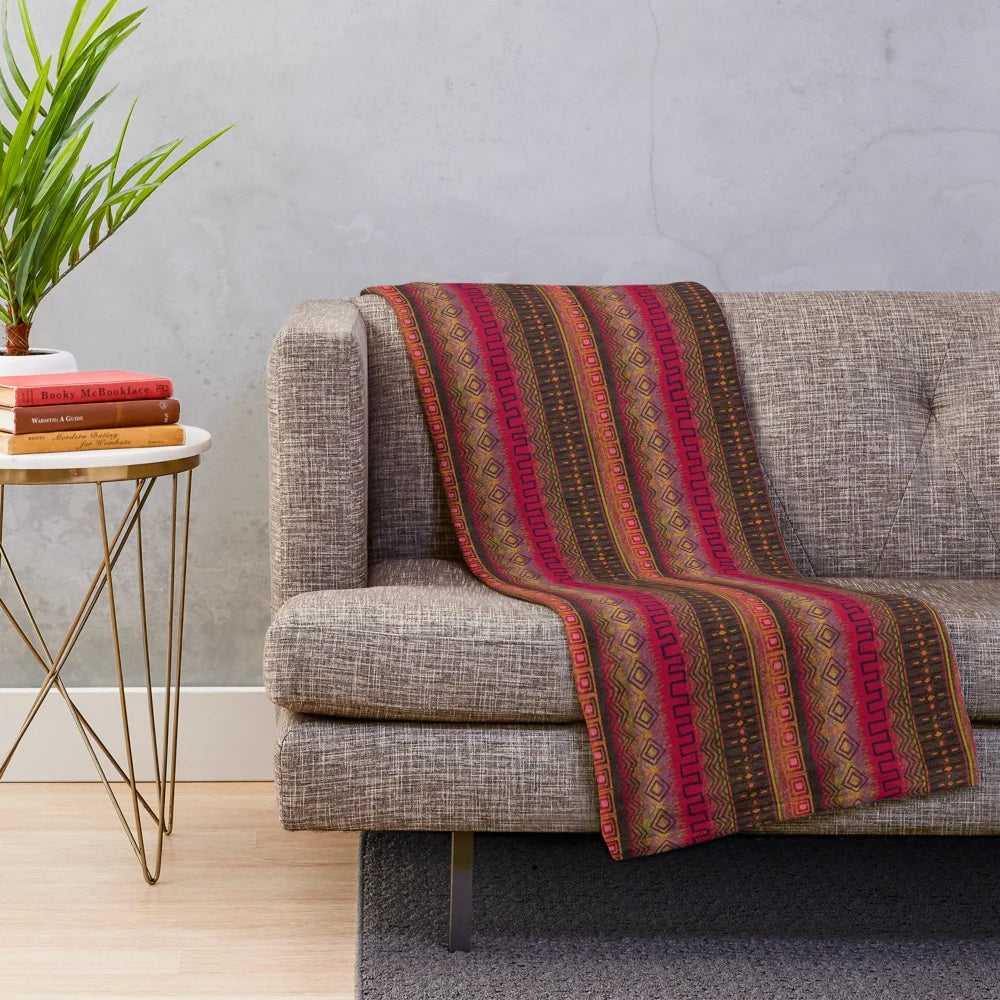 Earthy African-Inspired Ombre Plush Blanket