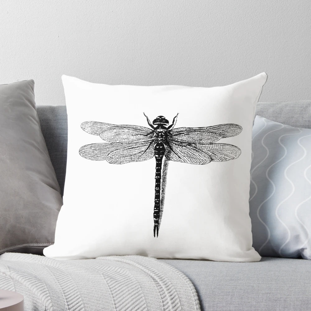 Decorative dragonfly-themed pillow for nature-inspired home decor