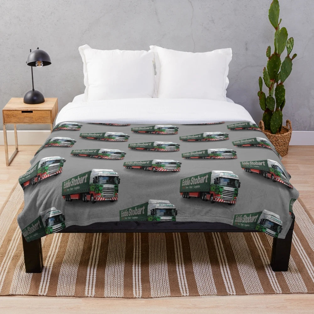 Eddie Stobart inspired plush blanket with truck design