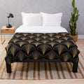 Elegant gold and black geometric pattern plush blanket