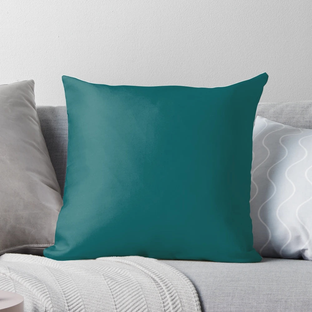 Teal accent solid color decorative throw pillow for living room, bedroom, or home decor