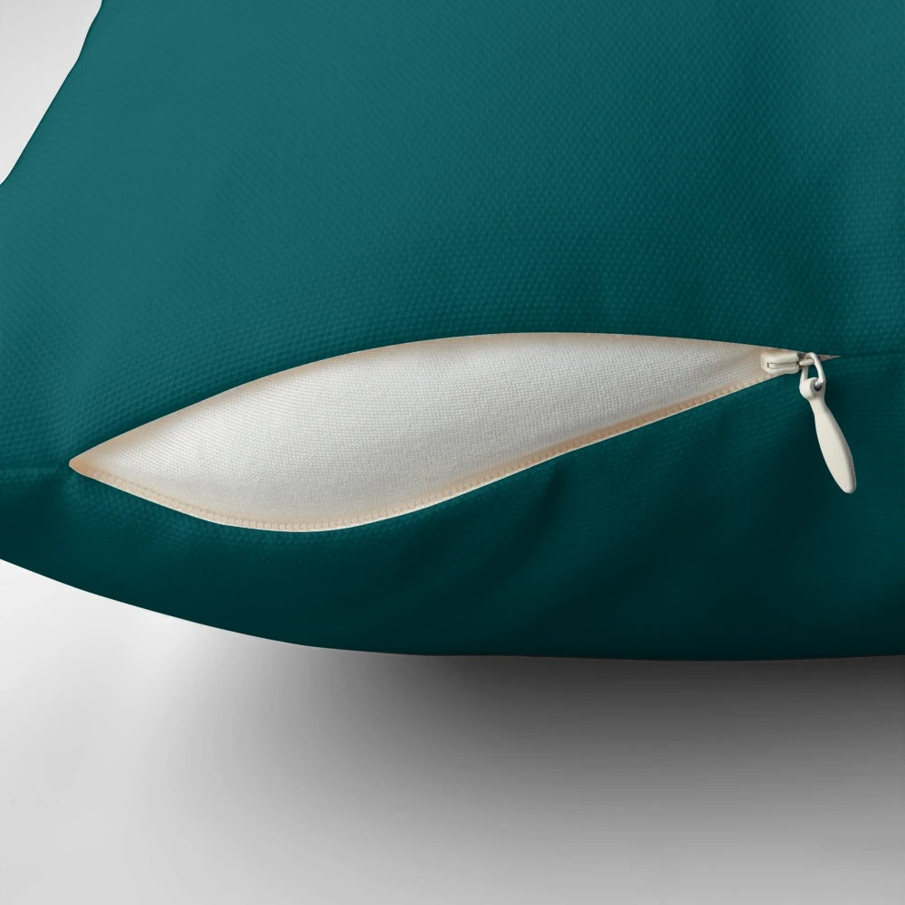 Teal accent solid color decorative throw pillow for living room, bedroom, or home decor