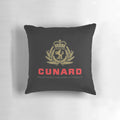 Elegant vintage-inspired cruise ship pillow featuring the iconic Cunard design