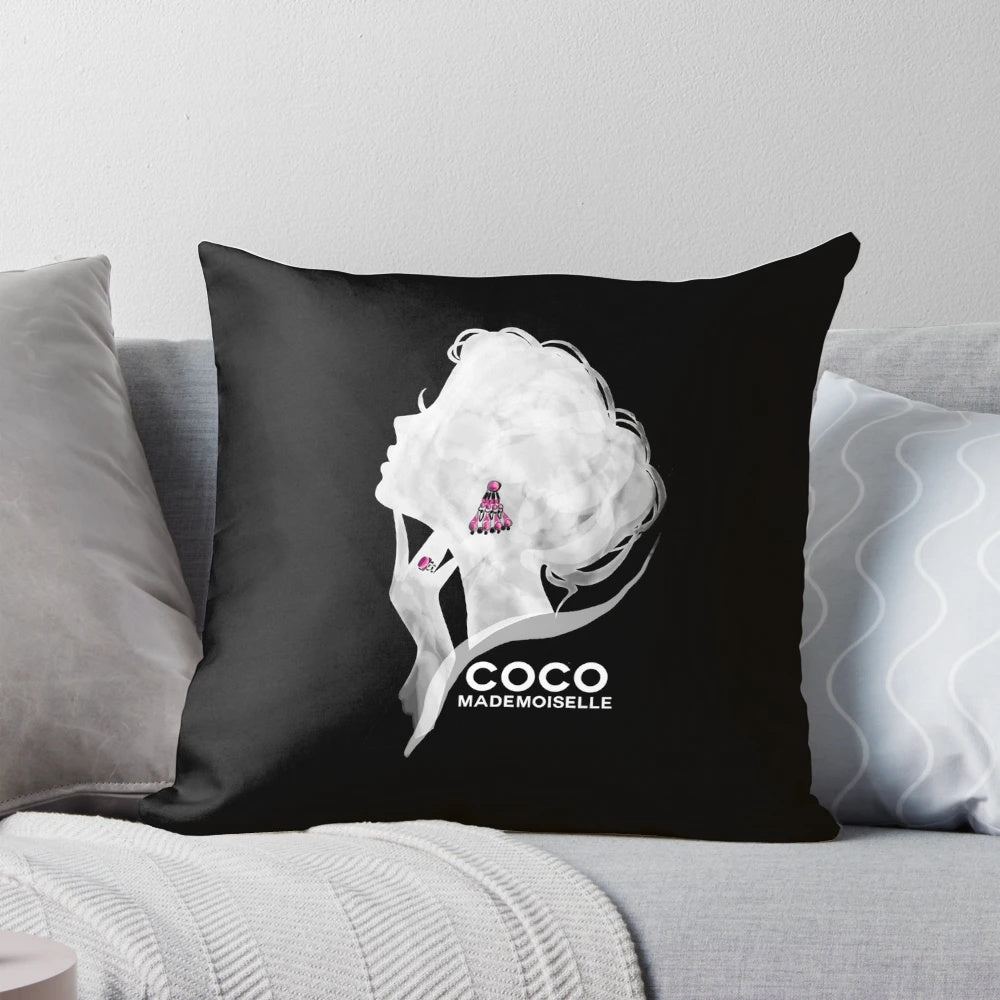 Elegant watercolor silhouette design printed on a soft, plush pillow for a luxurious touch of fashion in your home.