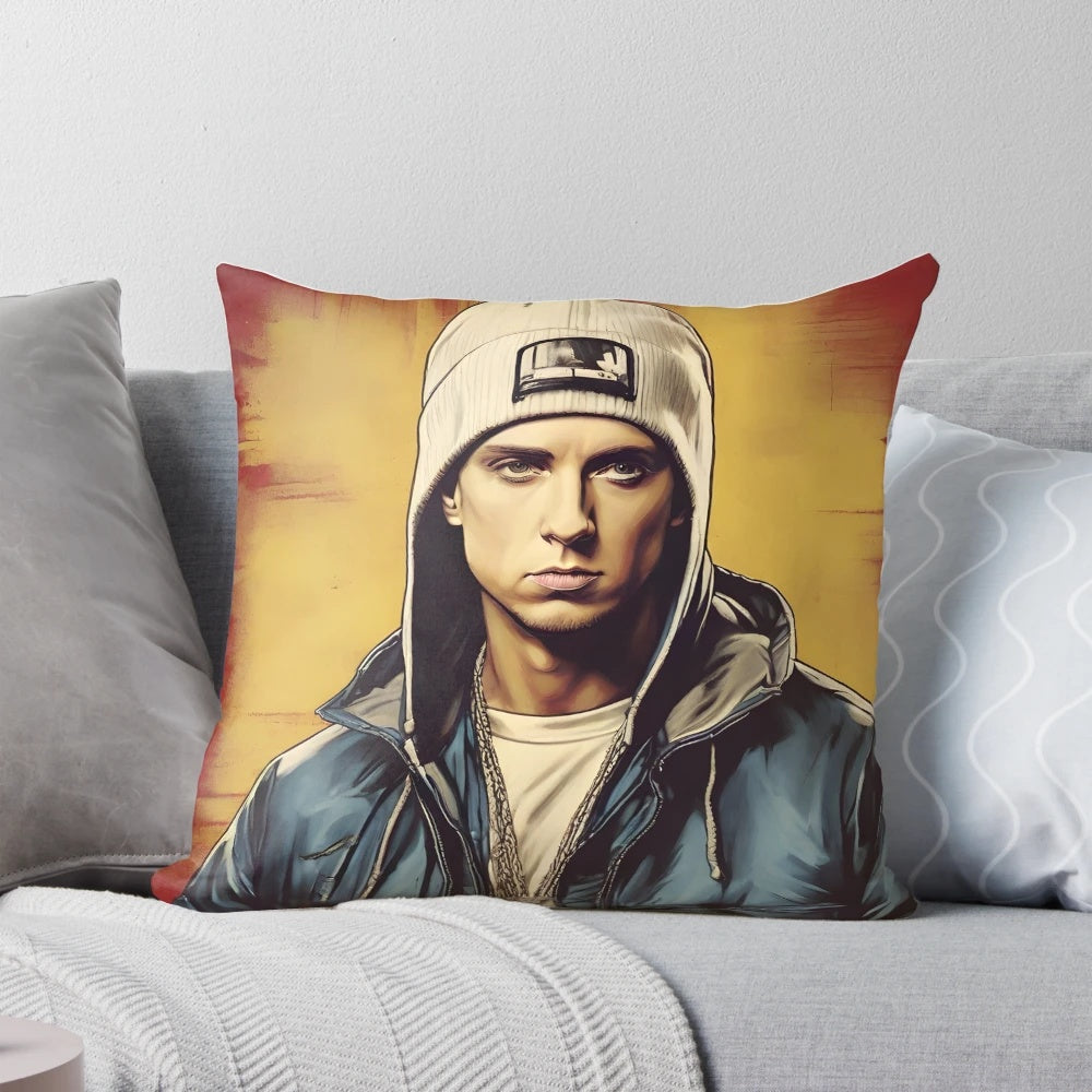 Eminem vintage poster pillow - iconic hip-hop music art
