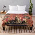 Majestic fantasy plush blanket featuring a unicorn and floral design