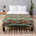 Enchanted Tiki Room inspired plush blanket with tropical collage design
