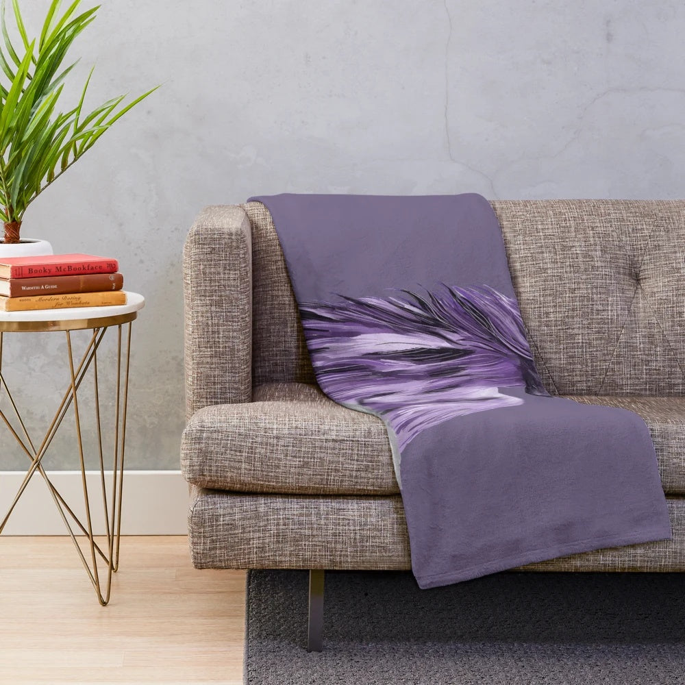 Plush blanket with an Afghan hound in shades of purple