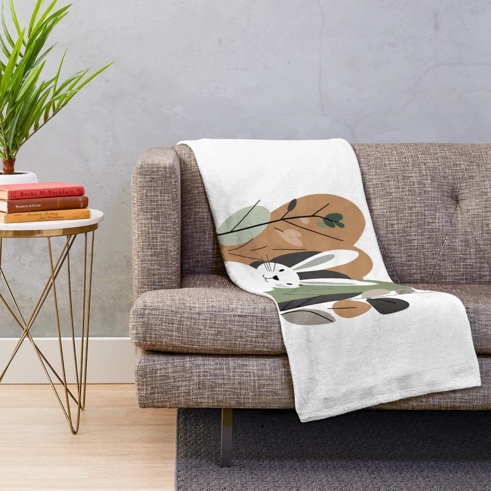 Autumnal Wildlife Wonders - Enchanting Fall Animal Art Plush Blanket
