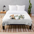 Plush blanket featuring enchanting watercolor fall animal art