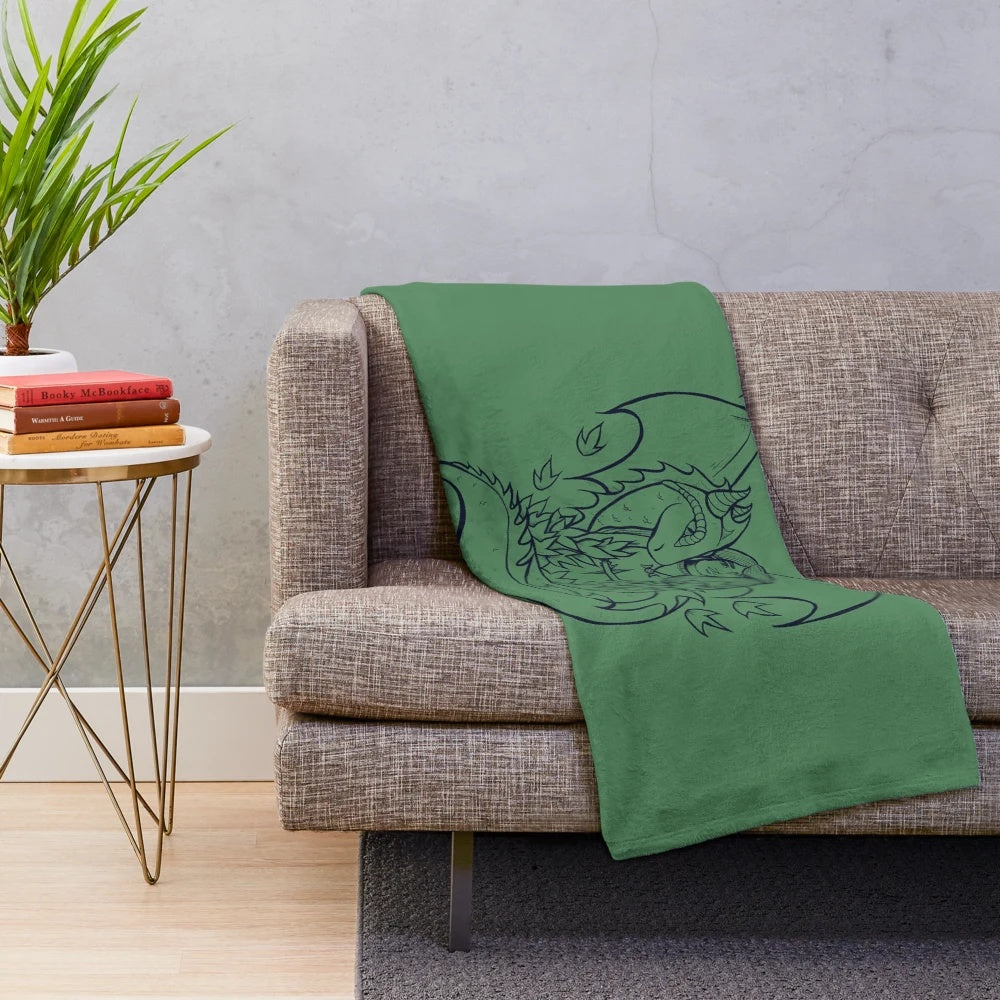 Cozy plush blanket featuring a dragon goddess design for fantasy and pagan home decor