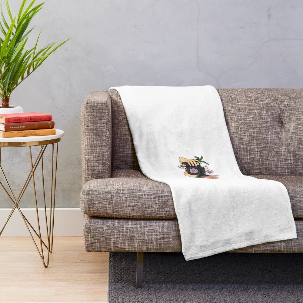 Plush blanket with abstract floral design, perfect for garden-themed home decor